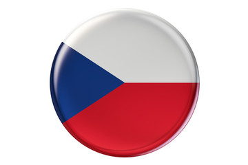Badge with flag of Czech Republic, 3D rendering