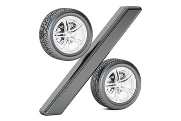Car wheel sale and discount, 3D rendering