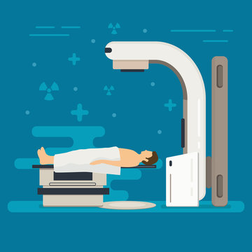 Radiation Therapy Vector Concept. Cancer Treatment With Radiothe