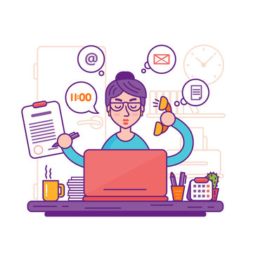 Woman Secretary Or Female Personal Assistant Vector Illustration