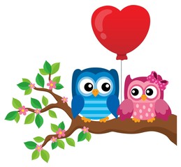 Obraz premium Valentine owls theme image 1