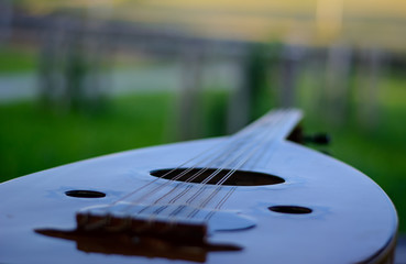 guitar lies on the table