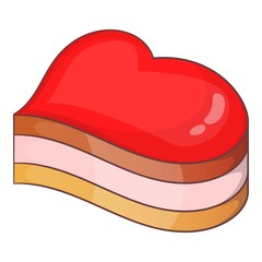 Heart-shaped cake icon. Cartoon illustration of heart-shaped cake vector icon for web design