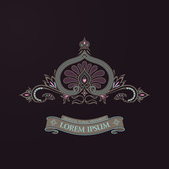 Calligraphic luxury symbol. Emblem ornate decor elements