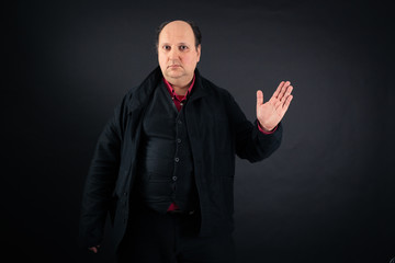 Handsome man doing different expressions in different sets of clothes: be careful