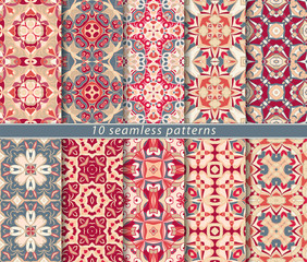 Set of ten seamless abstract patterns.