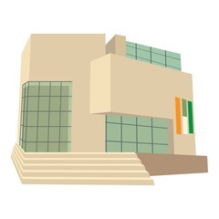 City building icon. Cartoon illustration of city building vector icon for web
