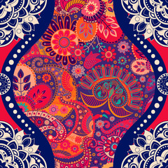 Floral seamless pattern in paisley style
