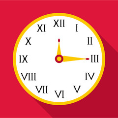 Wall clock icon. Flat illustration of wall clock vector icon for web