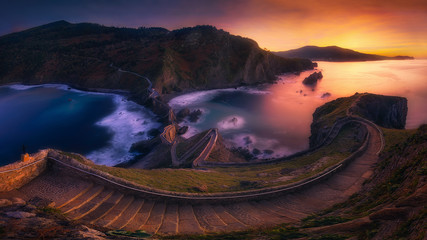 Stairs in San juan de Gaztelugatxe in Basque Country