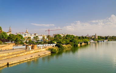Guadalquivir river embankment in Seville, Spain