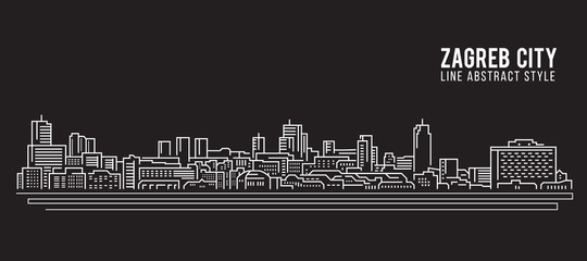 Cityscape Building Line art Vector Illustration design - Zagreb city
