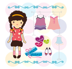 girl stuff doodle vector