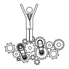 Gear and businessperson icon. Teamwork people corporate and workforce theme. Isolated design. Vector illustration