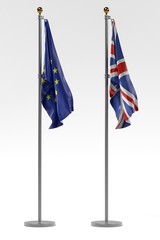 3d render of Brexit - EU and UK Flags