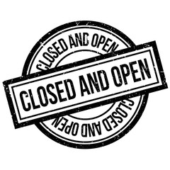 Closed And Open rubber stamp. Grunge design with dust scratches. Effects can be easily removed for a clean, crisp look. Color is easily changed.