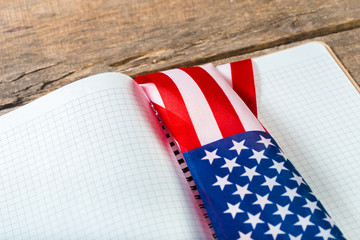 open book on American flag