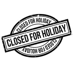 Closed For Holiday rubber stamp. Grunge design with dust scratches. Effects can be easily removed for a clean, crisp look. Color is easily changed.