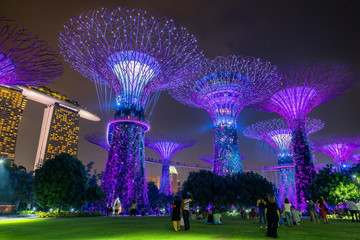Singapore - October 23, 2016: Colorful of lighting show in Singa
