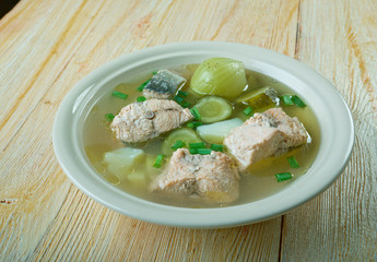 Russian fish solyanka soup