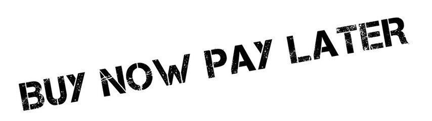 Buy Now Pay Later rubber stamp. Grunge design with dust scratches. Effects can be easily removed for a clean, crisp look. Color is easily changed.