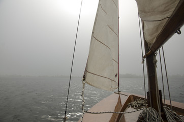 Sailing at het Westeinderplassen in the Netherlands