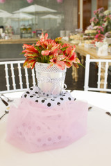 Wedding table, flowers and food 