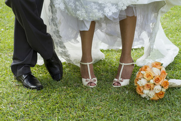 Wedding flowers and shoes 