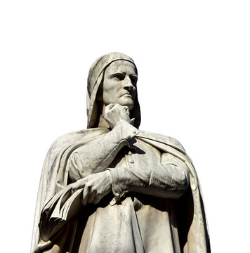 Dante Alighieri, the greatest italian poet (isolated on white background)