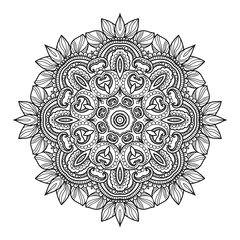Vector hand drawn doodle mandala for coloring book. 