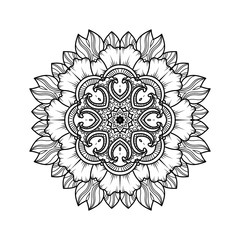 Vector hand drawn doodle mandala for coloring book. 