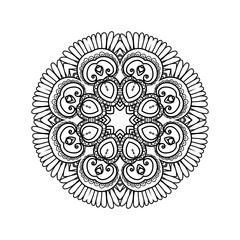 Vector hand drawn doodle mandala for coloring book. 