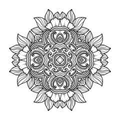 Vector hand drawn doodle mandala for coloring book. 