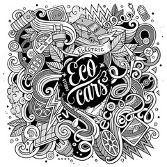 Cartoon cute doodles Electric cars illustration