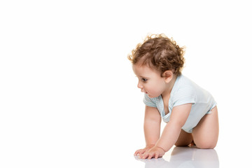 Baby on white background.