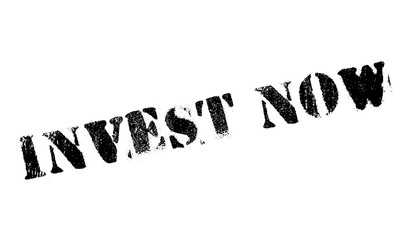 Invest now stamp. Grunge design with dust scratches. Effects can be easily removed for a clean, crisp look. Color is easily changed.