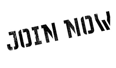 Join now stamp. Grunge design with dust scratches. Effects can be easily removed for a clean, crisp look. Color is easily changed.