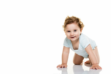 Baby on white background.