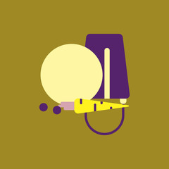 Vector illustration of Snowman head with carrot and bucket