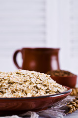Dry oat flakes