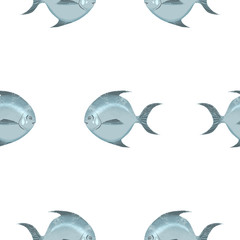Seafood product pomfret fish seamless pettern