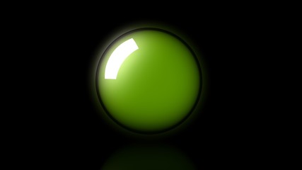 Big green Neon glass sphere with transparent glares