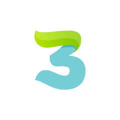 Number three logo with green leaf.