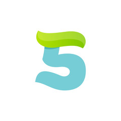 Number five logo with green leaf.