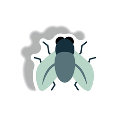 fly stylish icon in paper sticker style fly insect