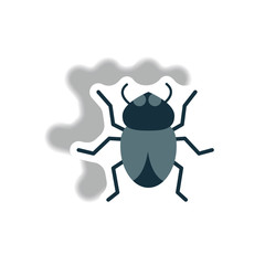 Flour Beetle stylish icon in paper sticker style beetle insect