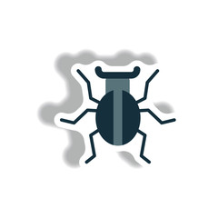 Stag Beetl stylish icon in paper sticker style beetle insect