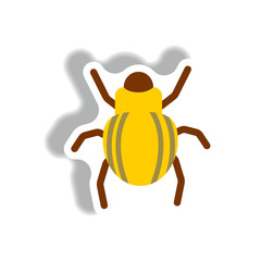 rice beetle stylish icon in paper sticker style beetle insect