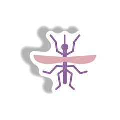 stylish icon in paper sticker style Insect silhouette. Insect. a realistic mosquito. Culex pipiens Mosquito silhouette.