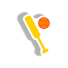baseball bat stylish icon in paper sticker style baseball bat and baseball ball